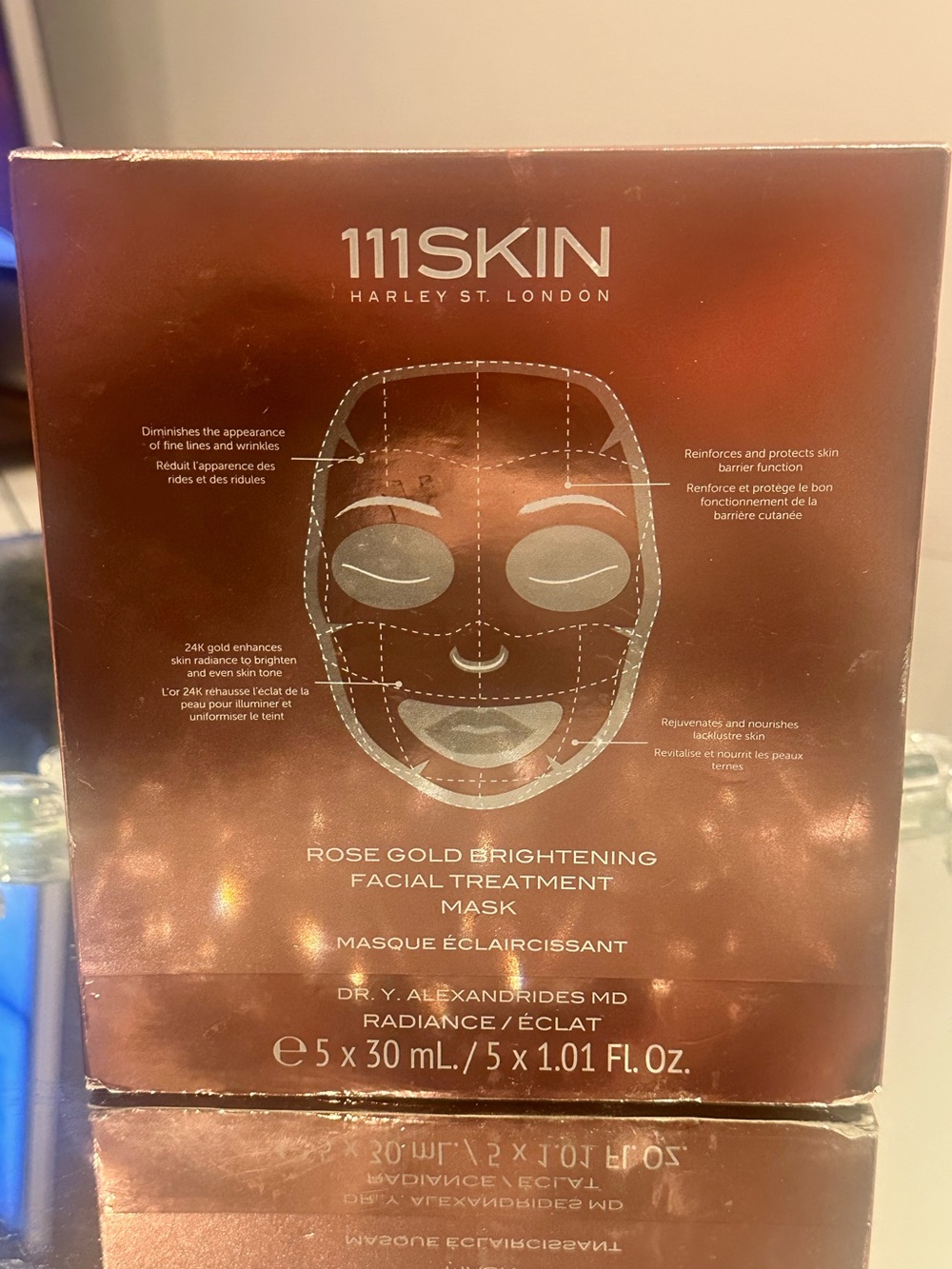 111SKIN Rose Gold Brightening Facial Treatment  Masks 5 Pack 24K Gold Hydrogel
